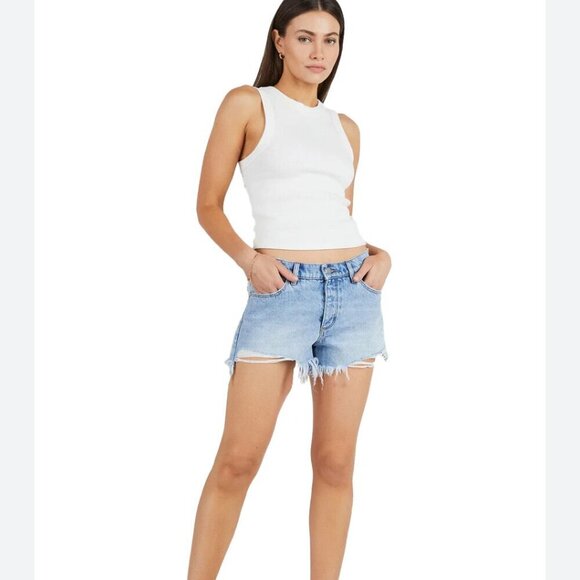 🆕 Abrand Denim Jean Shorts Mid-Rise Baggy "Shorty Short" Boho Grunge Size 32 - Picture 2 of 10